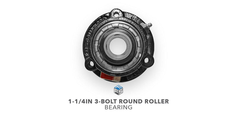1-1/4IN 3-Bolt Round Roller Bearing - Front